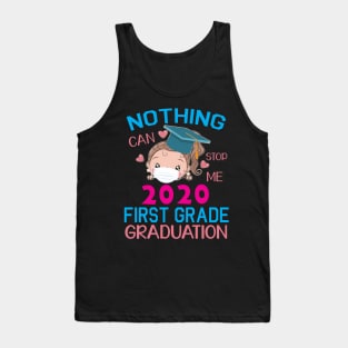 Girl Senior With Face Mask Nothing Can Stop Me 2020 First Grade Graduation Happy Class Of School Tank Top